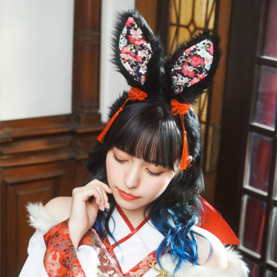 和柄カチューシャ 黒うさぎ＞ 909491∥子供用プリンセスドレス
